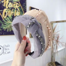 Coréia bud fio de seda pérola nó torção hairband para as mulheres boutique acessórios para o cabelo meninas faixa de cabelo flor arcos coroa 2024 - compre barato
