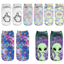 COCOTEKK-Calcetines creativos de Alien para mujer, medias divertidas de lunares, planetas, Galaxia, universo, gestos de fantasma 2024 - compra barato