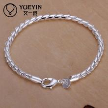 Silver plated bracelet for women men Lovers Unisex silver Jewelry hand chain Bracciali Wholesale 2024 - buy cheap
