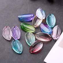 10pcs/lot 9x18mm Gradient Two-tone Lampwork Beads Leaf Vein Carved Flower Petal Glass Bead Charms Craft DIY Jewelry Making 2024 - buy cheap