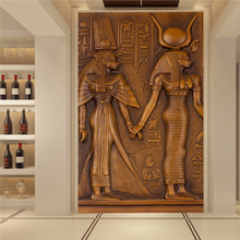 Personalizado Arte Moderna Pintura de Parede Para Sala de estar Corredor de Entrada 3D Antigo Faraó Egípcio Mural Papel De Parede Papel De Parede 3D 2024 - compre barato