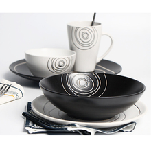 Ceramic Dinnerware Set Japanese Basso-relievo Flat Plate Soup Food Container Water Mug Rice Bowl Black & White Dinner Tableware 2024 - buy cheap