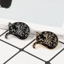 Broches esmaltados de gato, broche com emblema de animal misterioso, estrela e lua, preto, presente para amigos 2024 - compre barato