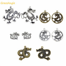 GraceAngie 10pcs Zinc Alloy Modeling Pendant Mix Color Chinese Dragon Charms Jewelry Necklace Accessories For Men DIY Keychain 2024 - buy cheap