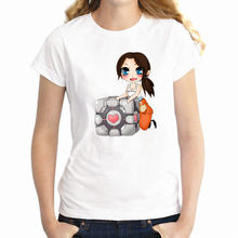 Verão camiseta de manga curta feminina portal chell o silencioso protaganista gamer menina tshirt legal t harajuku streetwear 2024 - compre barato