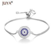 Juya Fashion Copper Inlaid Clear and Blue Zircon Turkish Round Evil Eye Bracelets For Women Lucky Amulet Jewelry  Bracelet 2024 - buy cheap