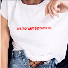 Skuggnas destruir lo que destruye camiseta 90s Pastel pálido gráfica Tumblr Camiseta de algodón camisa estética harajuku Tops grunge 2024 - compra barato