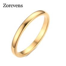 ZORCVENS 2022 New Cute Women Gold-Color Rings Trendy 2 mm Tungsten Carbide Wedding Bands for Women 2024 - buy cheap