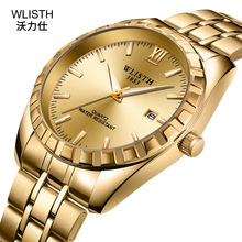 Wlisth-Reloj de pulsera de cuarzo para hombre y mujer, cronógrafo de estilo lujoso, a la moda, resistente al agua, color dorado 2024 - compra barato