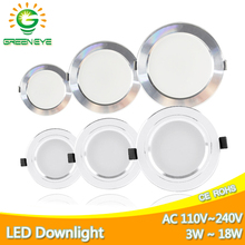 Luz descendente led redonda empotrada, 3W, 5W, 9W, 12W, 15W, 18W, blanco plateado, aluminio ultrafino, AC110V, 220V, 240V 2024 - compra barato