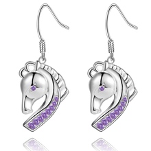 Incrustaciones púrpura zirconia caballo de calidad superior envío gratis pendientes plateados para mujeres joyería de moda/PBCHEJOZ OOZBCQBX 2024 - compra barato