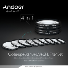 Andoer-Kit de filtros circulares para Nikon, Canon, Pentax, Sony, filtro de lente de cámara DSLR, 52-57mm, UV + CPL + Close-Up + 4 + Star 8-Point 2024 - compra barato