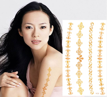 2 pcs temporária glitter flash do tatuagem adesivos à prova d' água etiqueta do tatuagem do braço de ouro cadeia tatuagem temporaria mulheres body art 2024 - compre barato