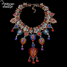 Dvacaman 2018 Indian Bridal Women Big Statement Necklace Wedding Flower Long Pendant Crystal Necklace Custom Jewelry Accessory 2024 - buy cheap