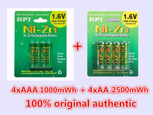 BPI 4Pc/1 de la tarjeta 1,6 V 2500mWh pilas AA + 4 uds/1 de la tarjeta 1000mWh baterías AAA NI-Zn AA/AAA batería recargable 2024 - compra barato