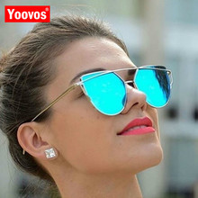 Yoovos-gafas De sol con espejo para mujer, lentes reflectantes De Metal, Cateye Estilo Vintage, De diseñador De marca para fiesta, UV400, 2021 2024 - compra barato