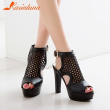 KARINLUNA 2019 elegante talla grande 34-50 zapatos de verano sandalias de mujer gladiador Sexy fiesta tacones altos sandalias de mujer 2024 - compra barato