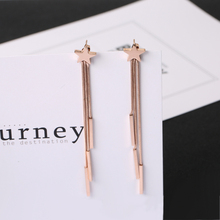 YUN RUO 2021 New Arrival Fashion Star Tassel Stud Earring Chic Rose Gold Color Woman Gift Titanium Steel Fine Jewelry Never Fade 2024 - buy cheap
