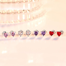 KOFSAC элегантные серьги-гвоздики из стерлингового серебра 925 пробы с кристаллами для женщин, ювелирные изделия из циркония, розовое сердце, свадебные серьги для помолвки, подарок для девочек 2024 - купить недорого
