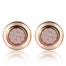 Earring Round Stud Earrings for Women Fashion Retro Jewelry Geometric Pattern Full Drill Zircon Rose Gold Element Earings Gifts 2024 - buy cheap