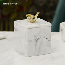 Nordic Resin Marble Texture Cotton Swab Box Toothpick Box Living Room Desktop Storage Box Creative Round Paper Towel Tube 2024 - buy cheap