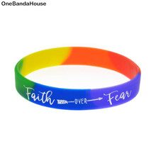 Pulseira fiath over fear, pulseira de silicone, cores arco-íris, 1 peça 2024 - compre barato