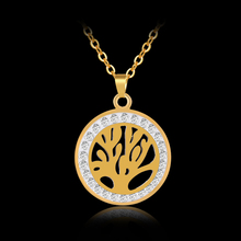 NEW Crystal Tree of Life Pendants Necklaces Stainless steel jewelry for Women Gold/Steel color lucky necklace chain gift Bijoux 2024 - buy cheap