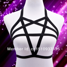 BDSM bondage women elastic body harness bra pastel goth Pentagram Harness sexy lingerie harajuku Body Cage bra 2024 - buy cheap
