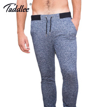 Леггинсы Taddlee мужские спортивные, базовые хлопковые серые облегающие штаны для бега и активного отдыха, до щиколотки 2024 - купить недорого