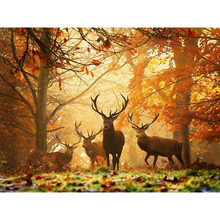 DIY 5D Diamond Mosaic Handmade Diamond Painting Cross Stitch Kits Diamond Embroidery Autumn Tree & Deers Rhinestones Arts KBL 2024 - buy cheap