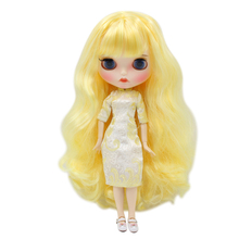 ICY DBS Blyth doll white skin joint body Golden hair Carved lips Mate face with eyebrows BL1200/400 2024 - buy cheap