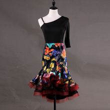 Детское платье для латиноамериканских танцев, с одним рукавом, с цветочным принтом, lq046 2024 - купить недорого