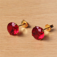 Pendientes de acero inoxidable para hombre y mujer, aretes redondos de circonita roja AAA de 8mm, color dorado, 316 L, 201903011423 2024 - compra barato