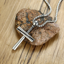 Baseball Bat Cross Pendant for Men Stainless Steel Necklace Punk Religious Male Jewelry Sport Lover Ornaments 2024 - buy cheap