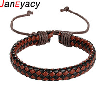 Pulseira masculina de couro trançado, pulseira de couro trançada punk, simples, retrô, várias cores, ajustável opcional para mulheres 2024 - compre barato