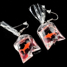 1 Pair Women Funny Goldfish Water Bag Shape Dangle Hook Earrings Charm Jewelry Gift For Girl Festival Gift 2024 - buy cheap