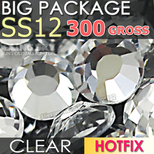 Big Package 300Gross SS12 Clear HotFix Rhinestones crystal for DIY garment FlatBack DMC strass heat Iron glitters stones 2024 - buy cheap