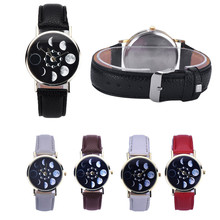 Часы женские, аналоговые, кварцевые, с кожаным узором, лунный затмение, наручные часы, настенные часы, современный дизайн, большие 30 2024 - купить недорого