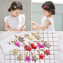 2Pcs /Set Korean Baby Hair Clips For Girls Hair Accessories Shiny Heart Star Crown Hairgrips Kids Hairpins 2024 - buy cheap