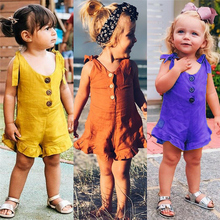 2-6y recém-nascido algodão linho macacão da criança do bebê menino meninas verão sem mangas macacão botão outfits sunsuits do bebê macacão 2024 - compre barato