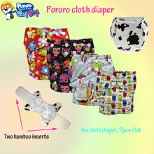 free shipping cute cat printed all in one cloth diaper, baby nappy with bamboo inserts,AIO bamboo diaper 7pcs/lot wholesale 2024 - buy cheap