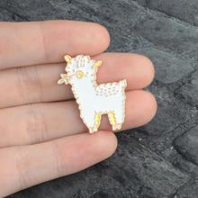 Broche alpaca com padrão de animal, broche alpaca fofo decoração casual de esmalte para crianças e adultos presente 2024 - compre barato