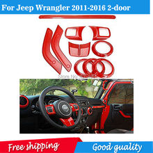 hot Steering Wheel Trim Air Condition Vent Interior Accessories Door Handle Cover Kits ABS Chrome For Jeep Wrangler JK 2 doors 2024 - buy cheap