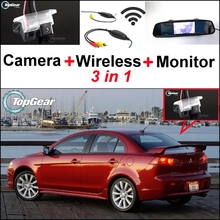 3 in1 Special Rear View Camera + Wireless Receiver + Mirror Monitor Easy Back Up Parking System For Mitsubishi Lancer 2007~2015 2024 - buy cheap