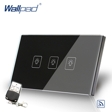 Interruptor remoto de 3 entradas y 1 vía, 118x72mm US Wallpad, cristal negro Broadlink RF, Wifi, compatible con interruptor de Control remoto de 3 entradas, envío gratis 2024 - compra barato