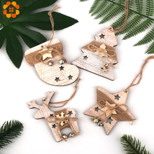 Adornos colgantes Vintage de madera para Navidad, calcetín, árbol, estrella, artesanías, regalo para niños, adornos para árbol de Navidad, 1 unidad 2024 - compra barato