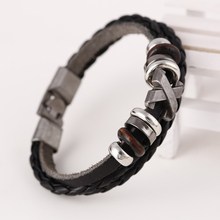 Wholesale Vintage Leather Bracelet Wristband Jewelry Punk Unisex Girls Multi Layer Bracelet Wooden Bead Men Charm Jewelry 2024 - buy cheap