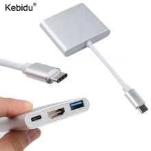 Kebidu 3 в 1 USB-C usb-хаб для подключения к usb-адаптеру USB 3,1 кабель с разъемами типа c и USB 3,0 зарядки адаптер для Macbook Air 12 конвертер 2024 - купить недорого