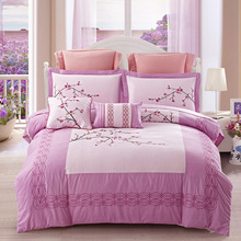 Luxury 100% Cotton Fresh flowers Bedding Set Embroidery Soft Duvet cover Bed Sheet Pillowcases Queen King size 4pcs bedlinen 2024 - buy cheap