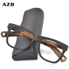 AZB Oversized Vintage Wood Eyeglasses frames Men Myopia Hyperopia Retro Eyewear Glasses Wooden Women Clear lens Spectacles Frame 2024 - buy cheap